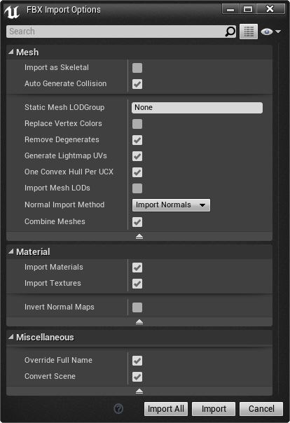 Mesh import. Импорт из Blender в Unreal engine.